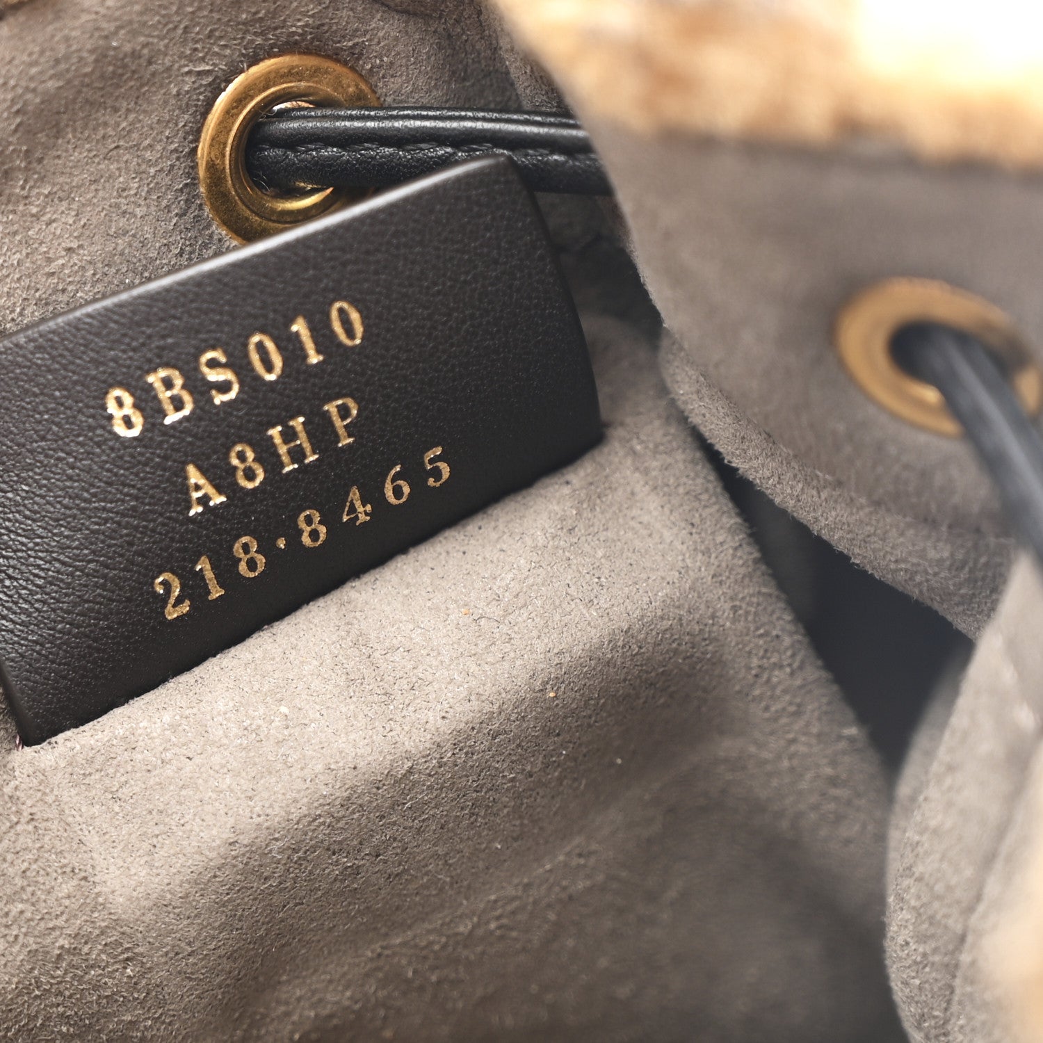 Fendi Shearling Vitello Dolce F is Fendi Macro FF 1974 Mini Mon Tresor Bucket Bag Tobacco Black 7 of 10