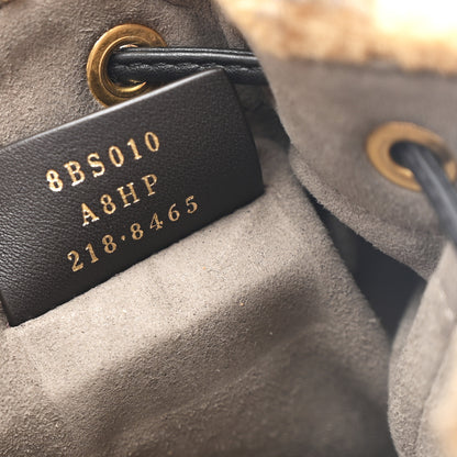 Fendi Shearling Vitello Dolce F is Fendi Macro FF 1974 Mini Mon Tresor Bucket Bag Tobacco Black 7 of 10