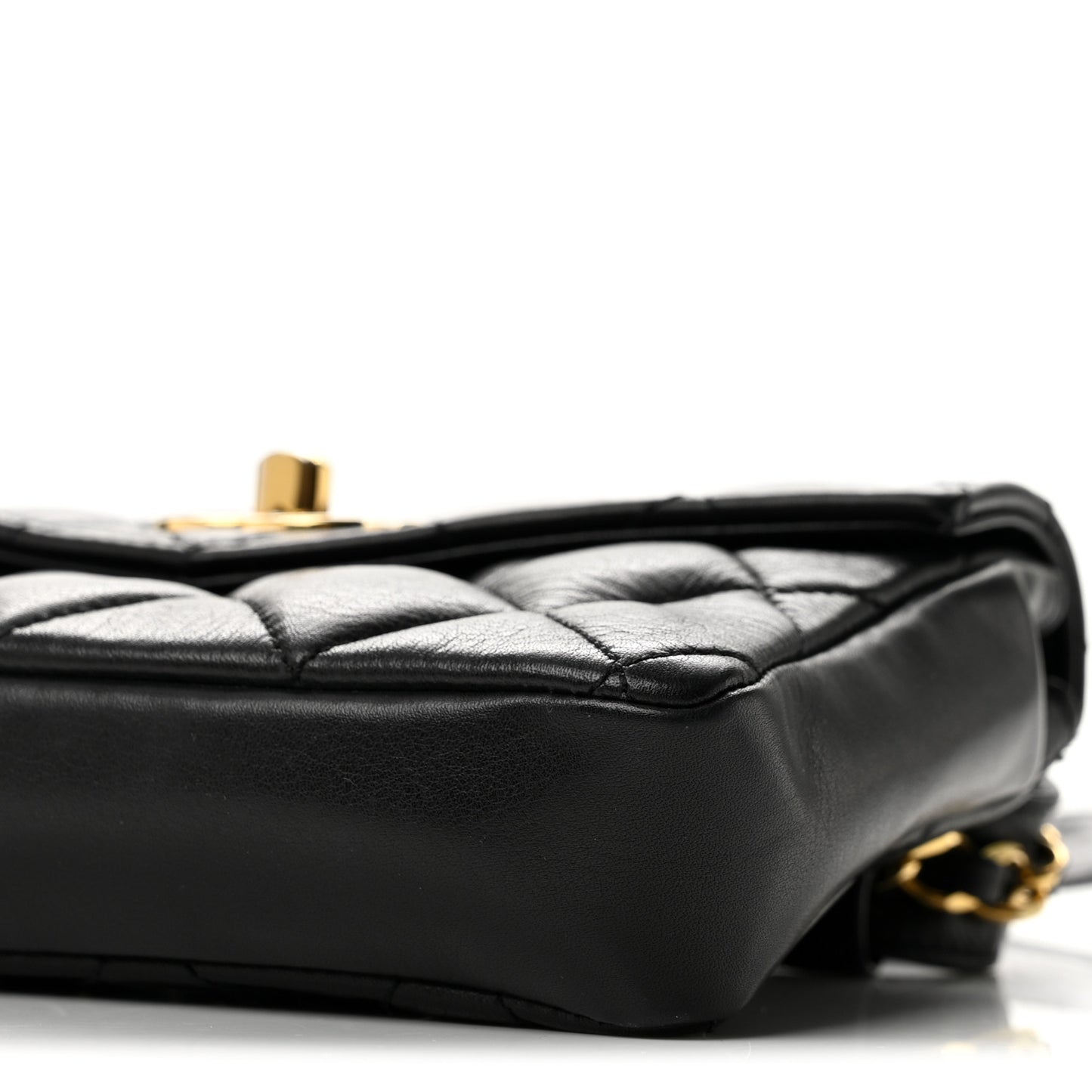 Lambskin Quilted Flap Waist Belt Bag 75 30 Black