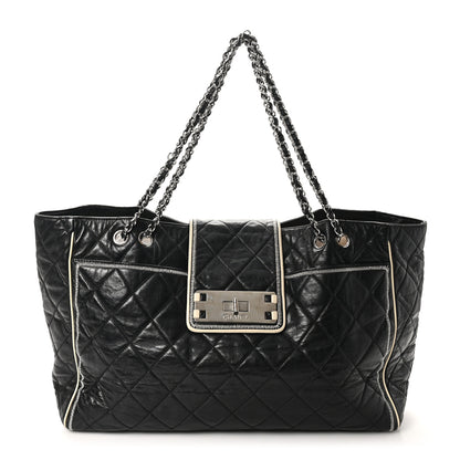 Chanel Lambskin Quilted Large East West Tote Black 1 of 10