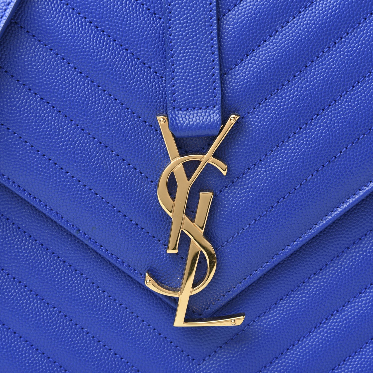 Saint Laurent Grain De Poudre Matelasse Chevron Large Monogram Satchel Blue Majorelle 10 of 10