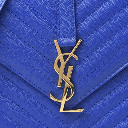 Saint Laurent Grain De Poudre Matelasse Chevron Large Monogram Satchel Blue Majorelle 10 of 10