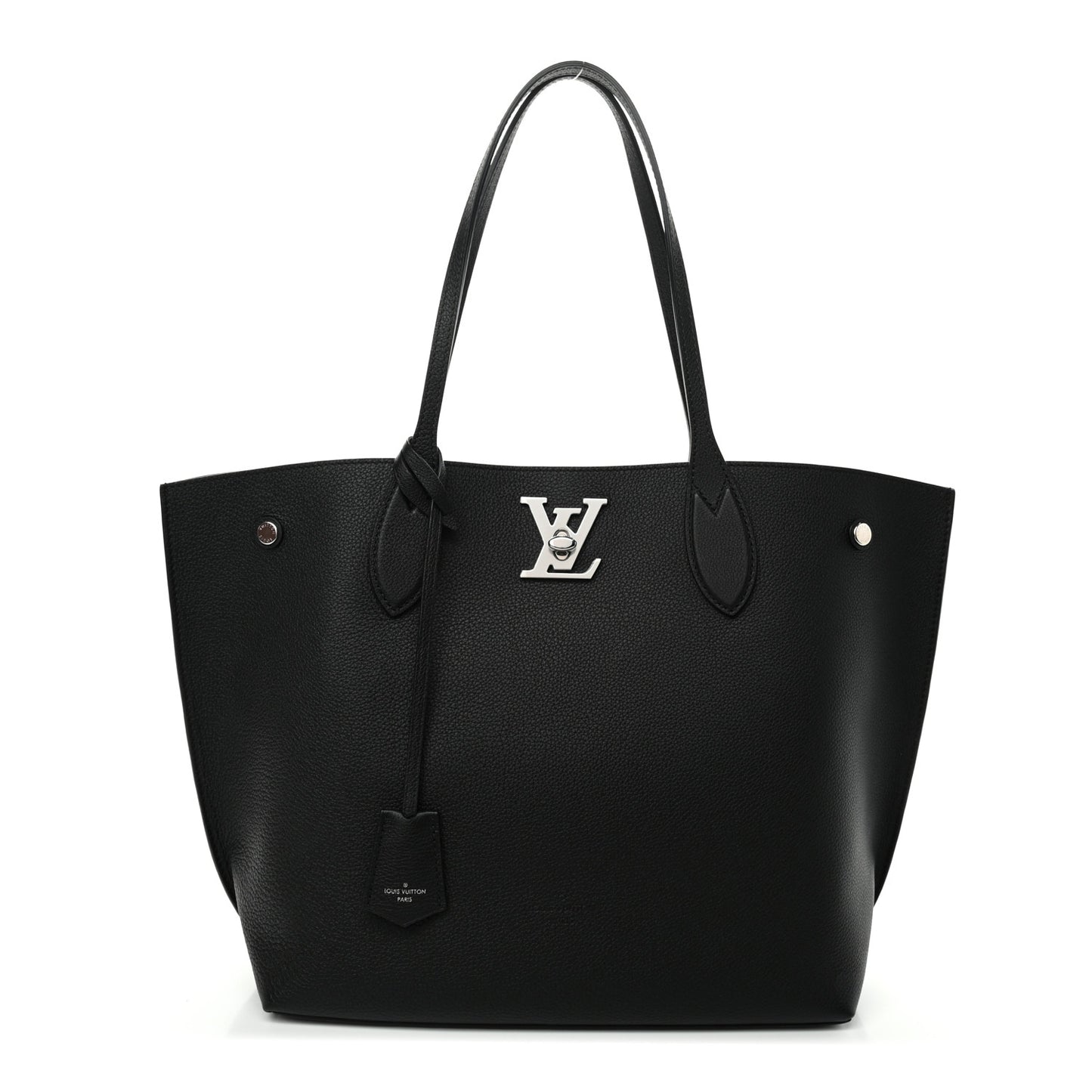 Calfskin Lockme Go Tote Black