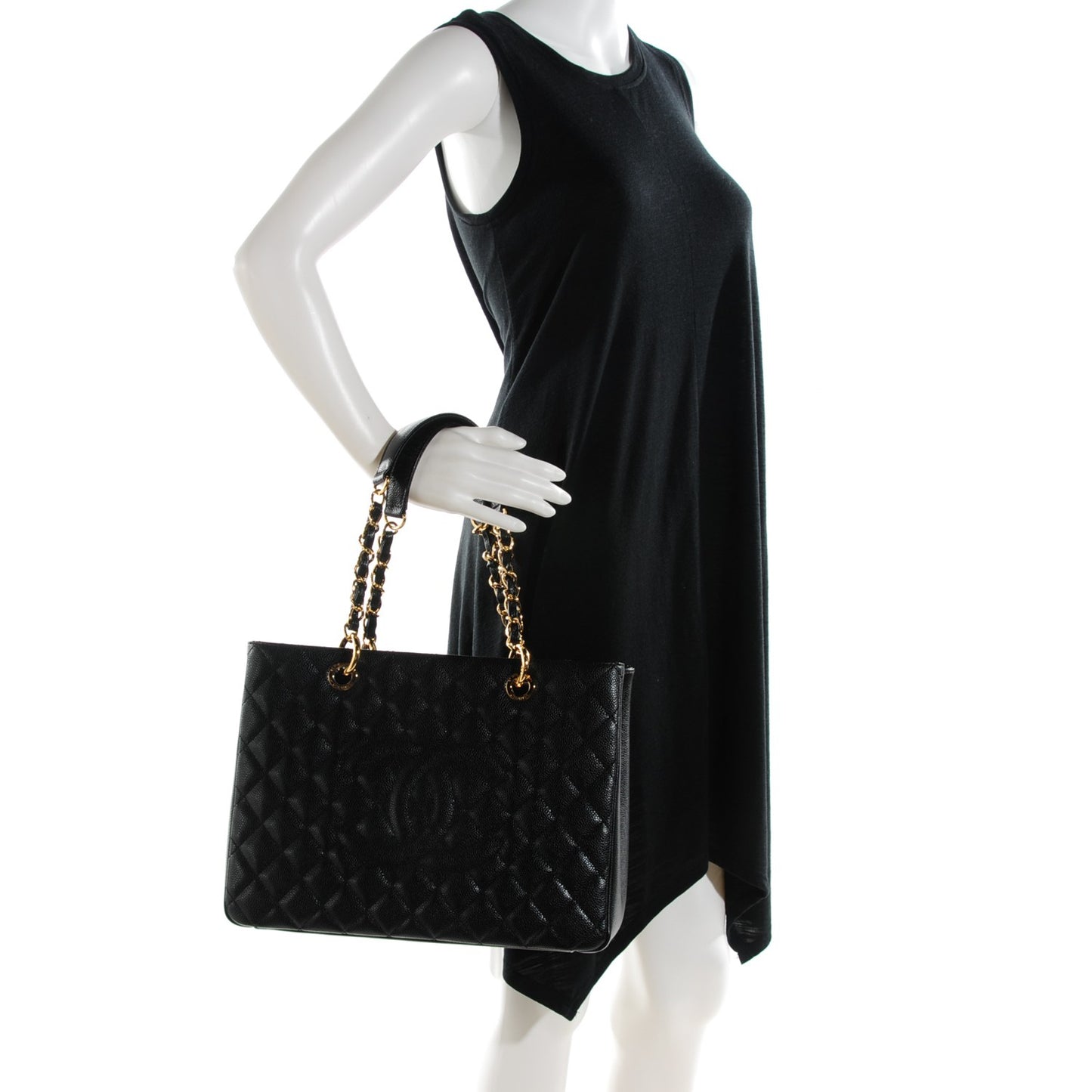 Caviar Quilted Grand Shopping Tote GST Black