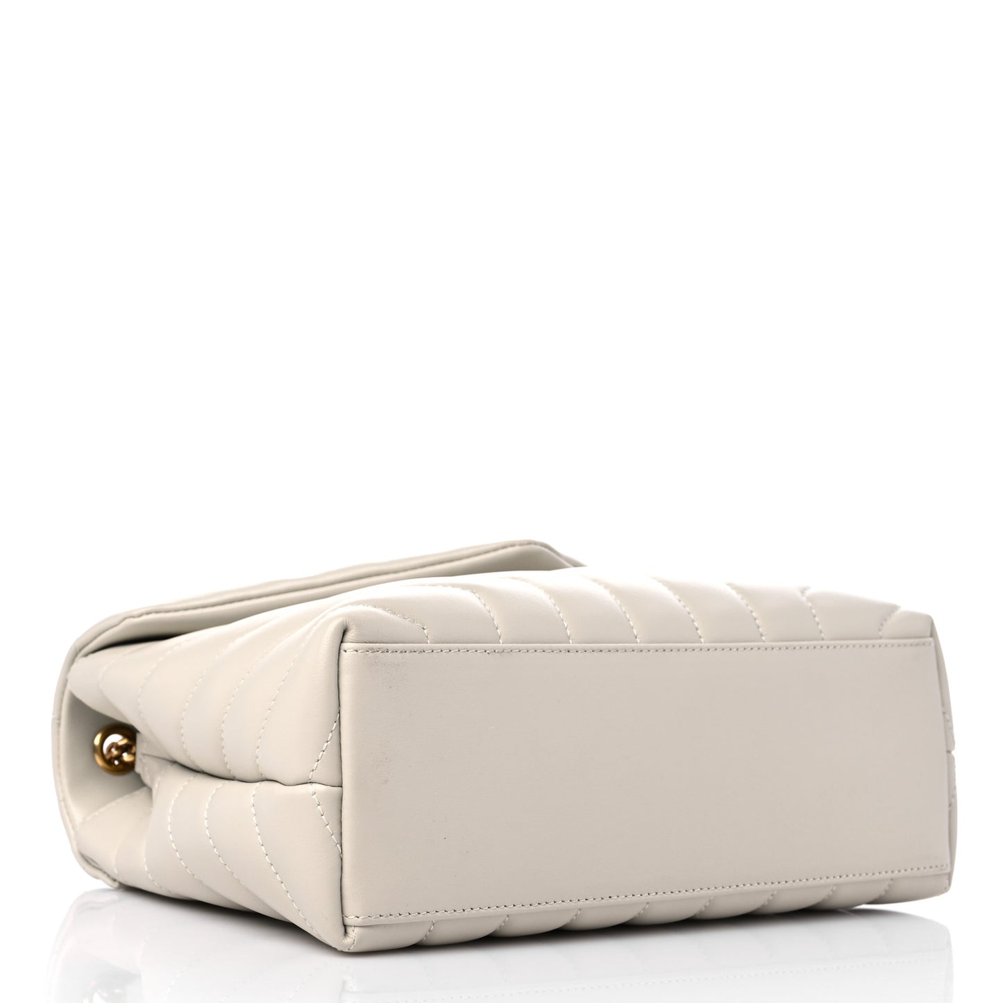 Calfskin Y Quilted Monogram Small Loulou Chain Satchel Blanc Vintage