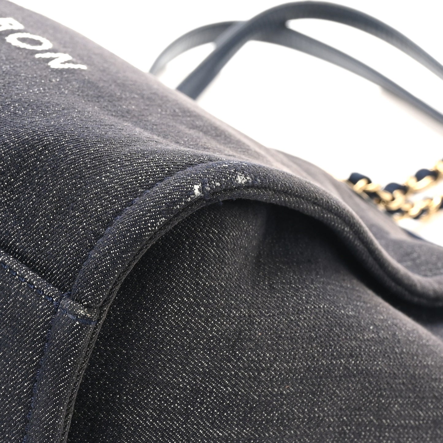 Lurex Canvas Small Deauville Tote Navy Blue Gold