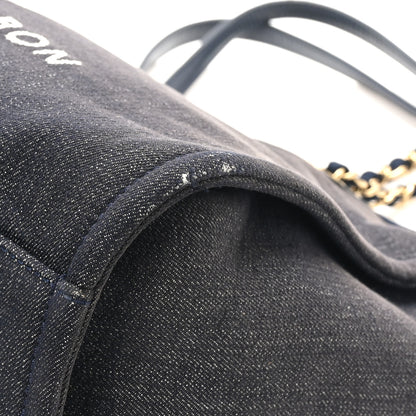 Chanel Lurex Canvas Small Deauville Tote Navy Blue Gold 11 of 11