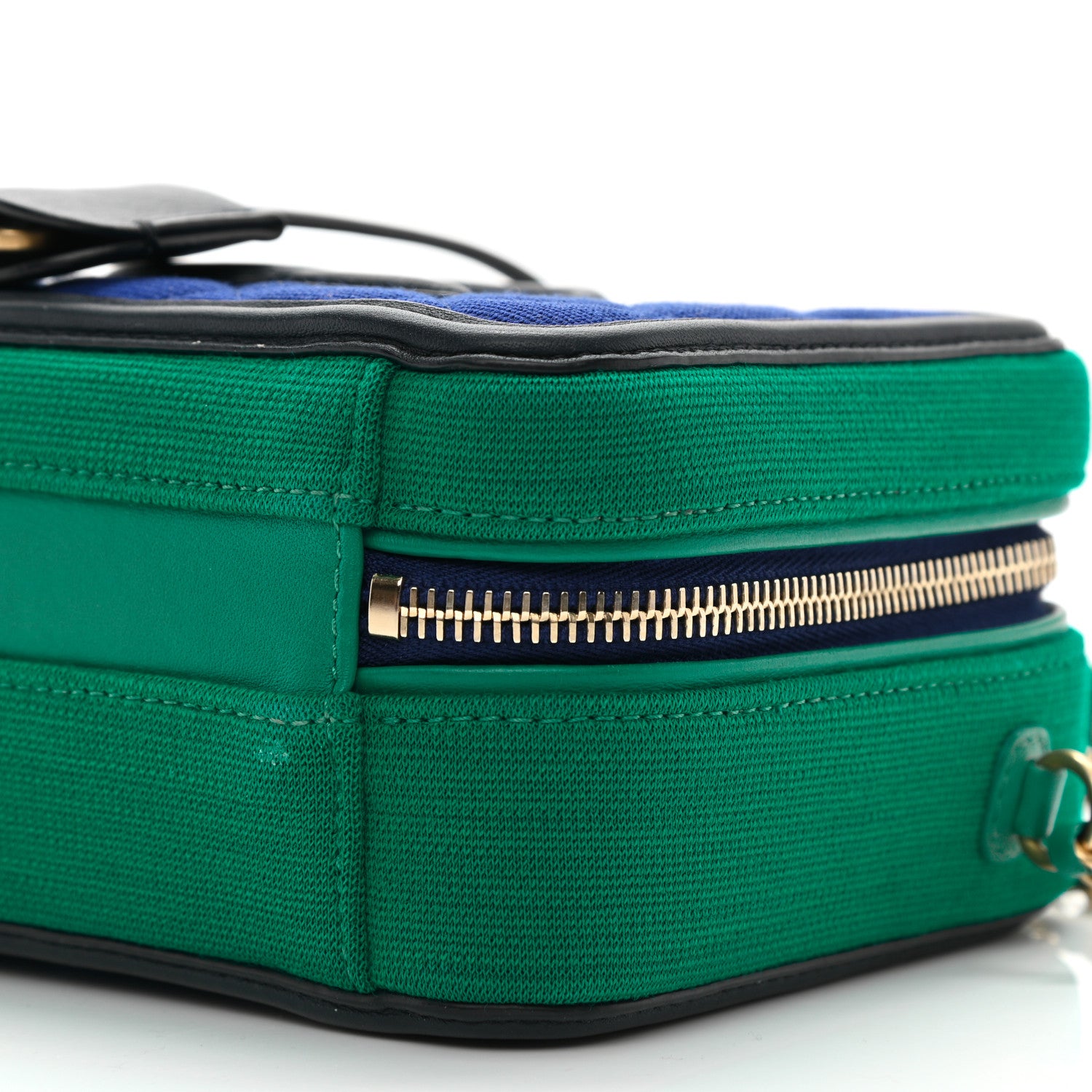 Chanel Jersey Quilted Small CC Filigree Vanity Case Blue Green 10 of 10