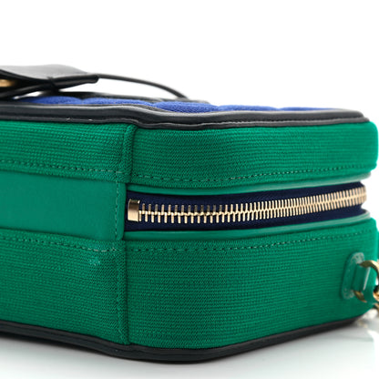 Chanel Jersey Quilted Small CC Filigree Vanity Case Blue Green 10 of 10