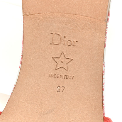 Christian Dior Canvas Embroidered Dway Flat Slide Sandals 37 Coral 6 of 7