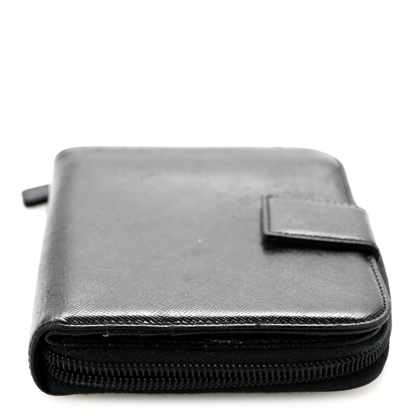Saffiano Vernice Compact Zip Around Wallet Black
