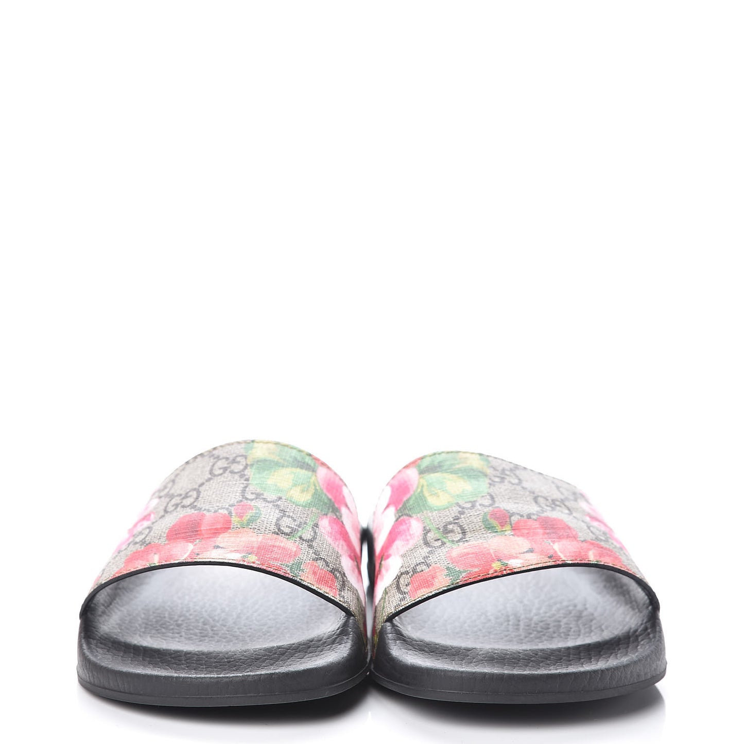 GG Supreme Monogram Blooms Slide Sandals 37 Beige Multicolor