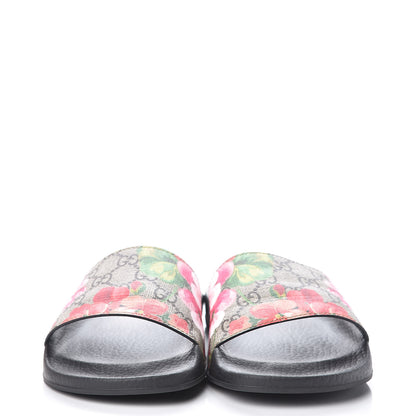 Gucci GG Supreme Monogram Blooms Slide Sandals 37 Beige Multicolor 2 of 9
