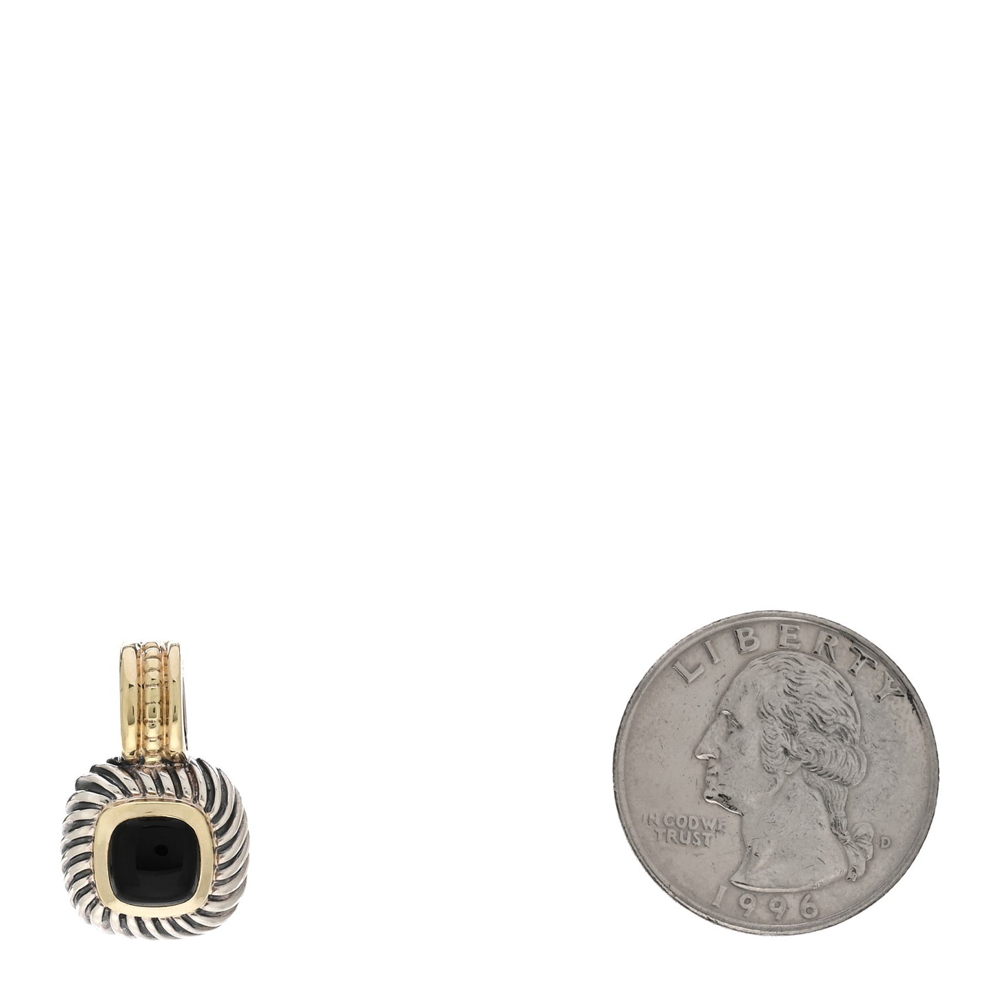 Sterling Silver 14K Yellow Gold Black Onyx 7mm Albion Pendant