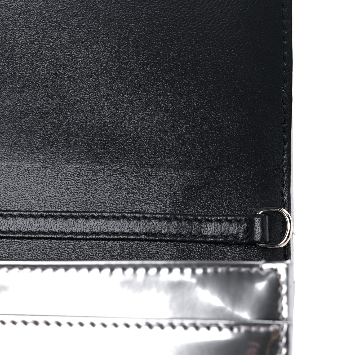 Christian Dior Metallic Patent Micro-Cannage Diorama Wallet on Chain Pouch Silver 10 of 12