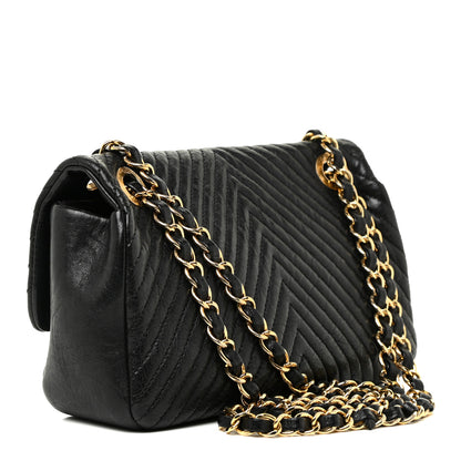 Chanel Calfskin Chevron Quilted Small Surpique Flap Black 3 of 21