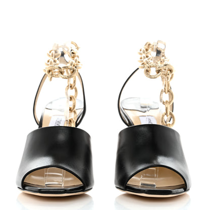 Jimmy Choo Nappa Sae 90 Chain Sandals 37 Black 2 of 9