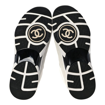Chanel Calfskin Fabric Sneakers 41 White Silver Fluo Pink 5 of 9