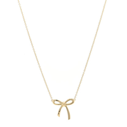 Tiffany 18K Yellow Gold Mini Bow Pendant Necklace 1 of 5