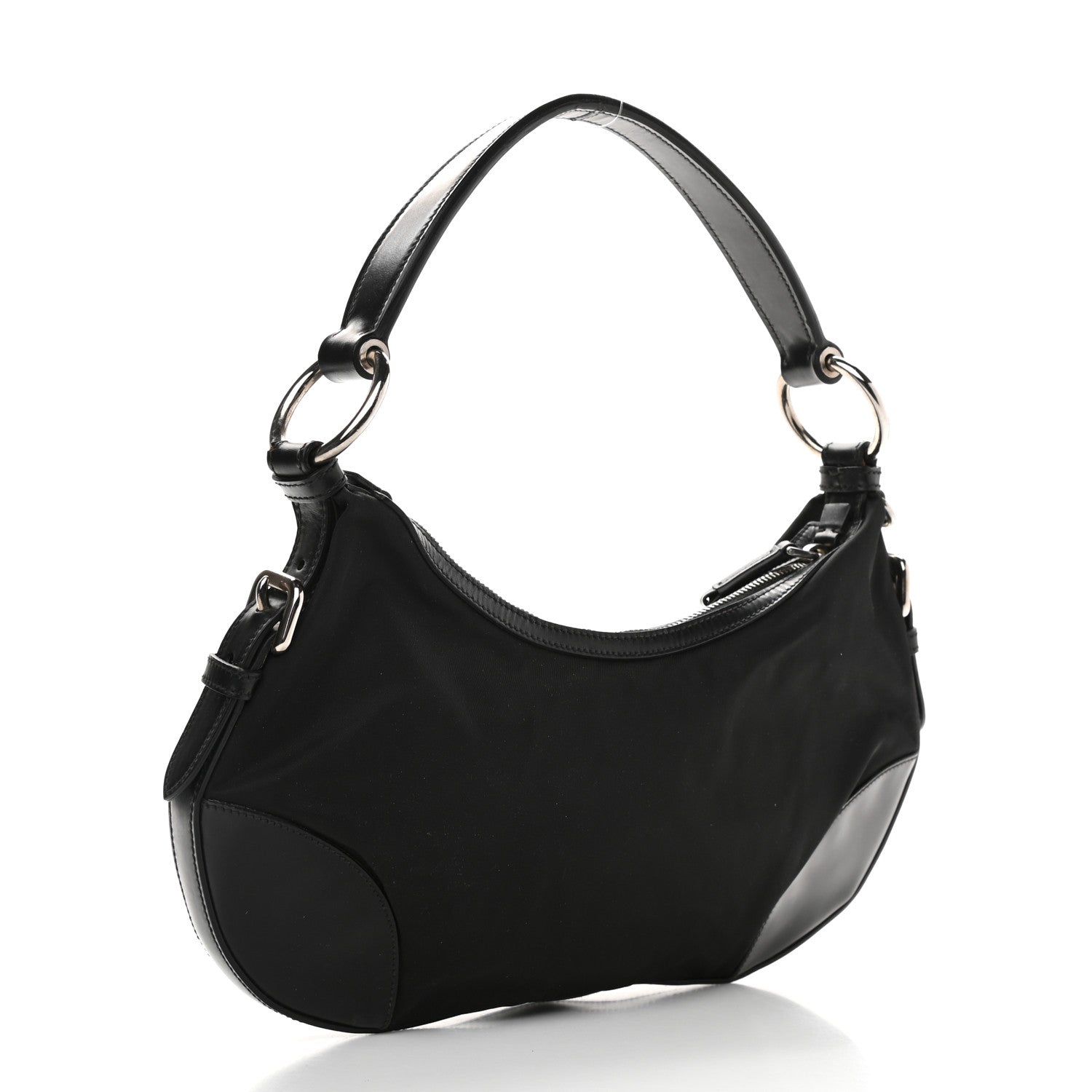 Prada Tessuto Nylon Calfskin Bag Black 3 of 9