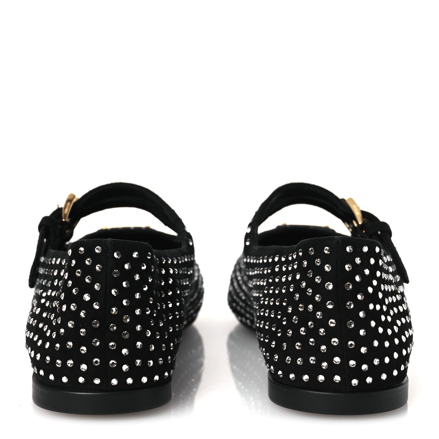 Prada Suede Crystal Studded Ballerina Flats 37 Black 6 of 12