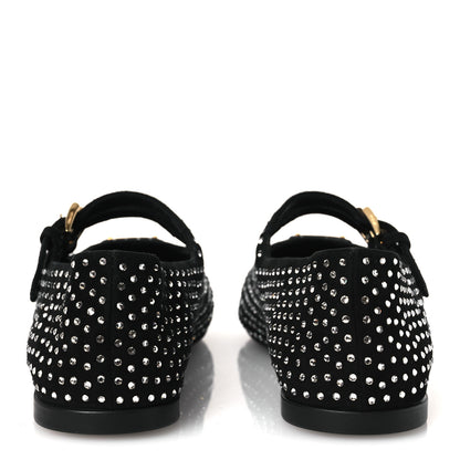 Prada Suede Crystal Studded Ballerina Flats 37 Black 6 of 12