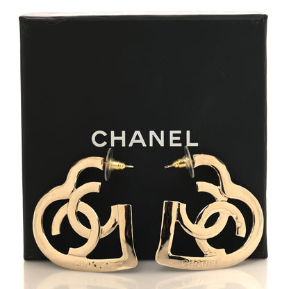 Chanel Metal CC Heart Coco In Love Hoop Earrings Gold 6 of 6