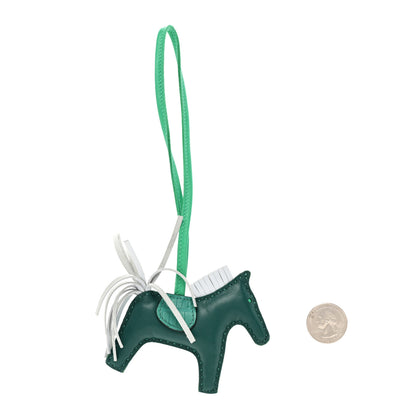 Hermes Milo Lambskin Matte Alligator Touch Grigri Rodeo Horse Bag Charm PM Malachite Menthe Bleu Brume Vert Jade 2 of 5
