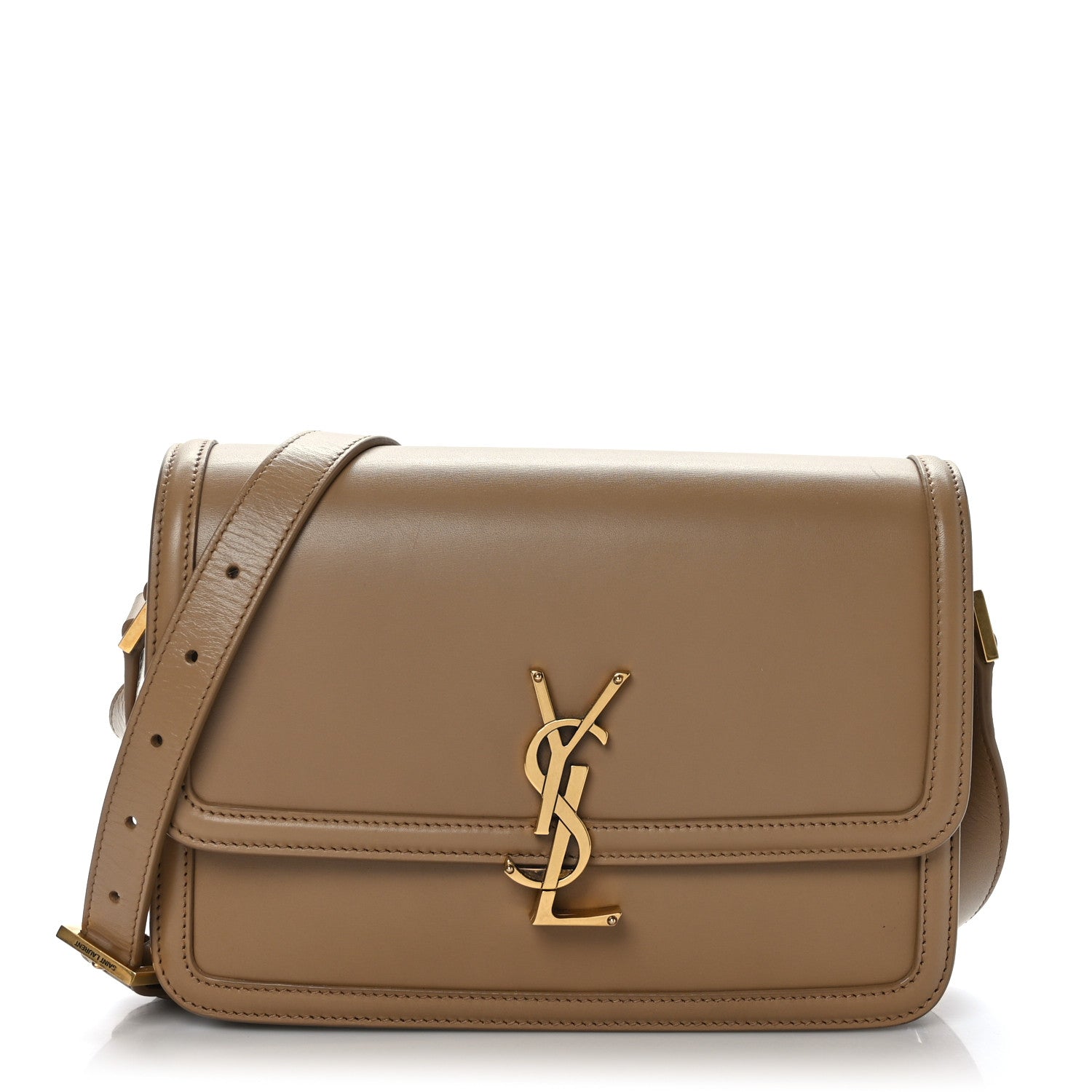 Saint Laurent Soft Ultracalfskin Monogram Medium Solferino Satchel Natural Tan 1 of 8