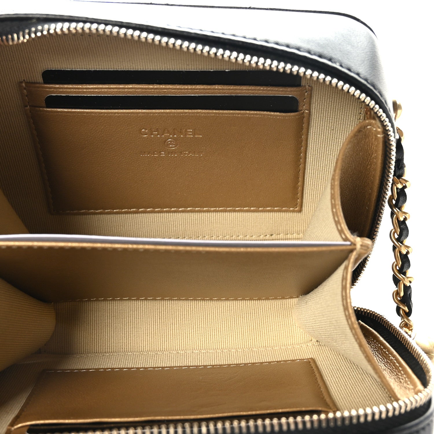 Chanel Lambskin Quilted CC Pearl Crush Camera Case Black 4 of 9