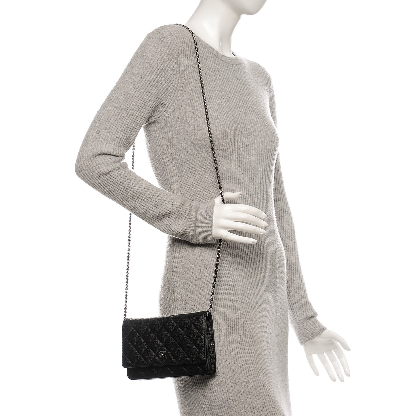 Caviar Quilted Wallet On Chain WOC Black