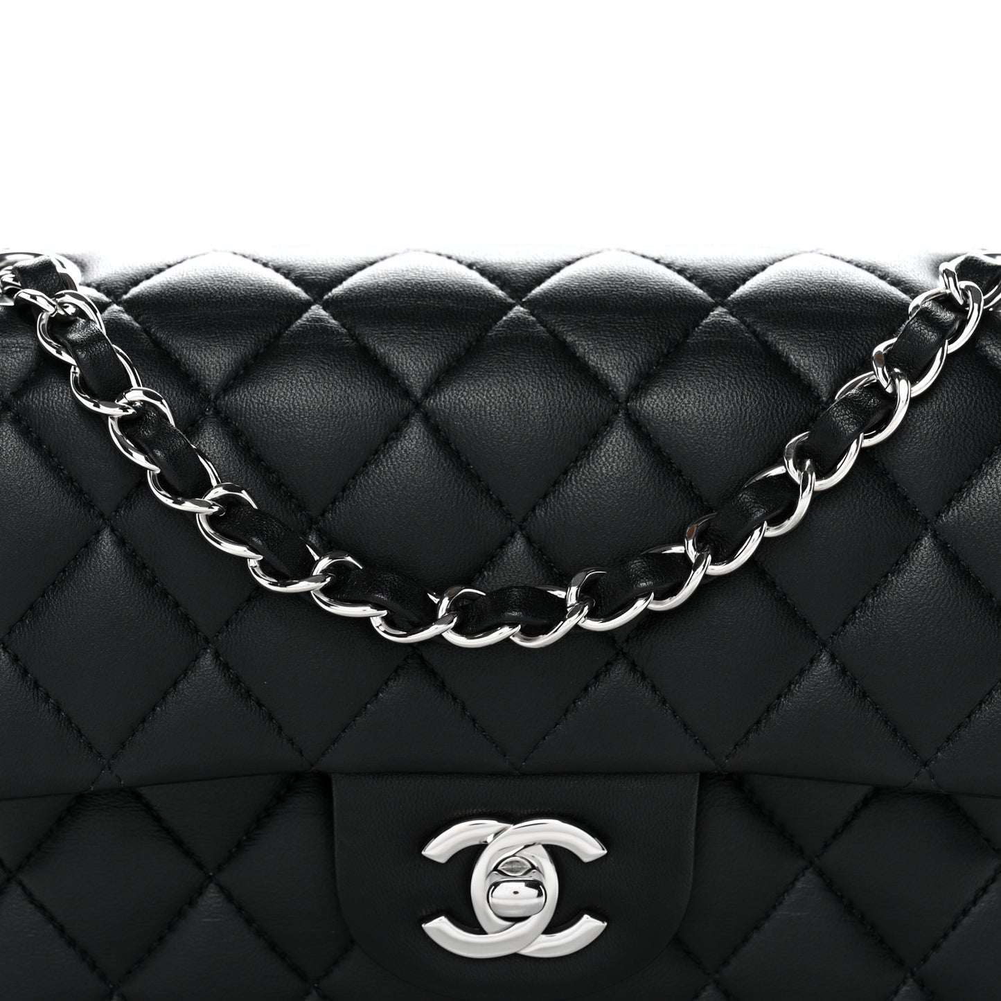 Lambskin Quilted Small Double Flap Black