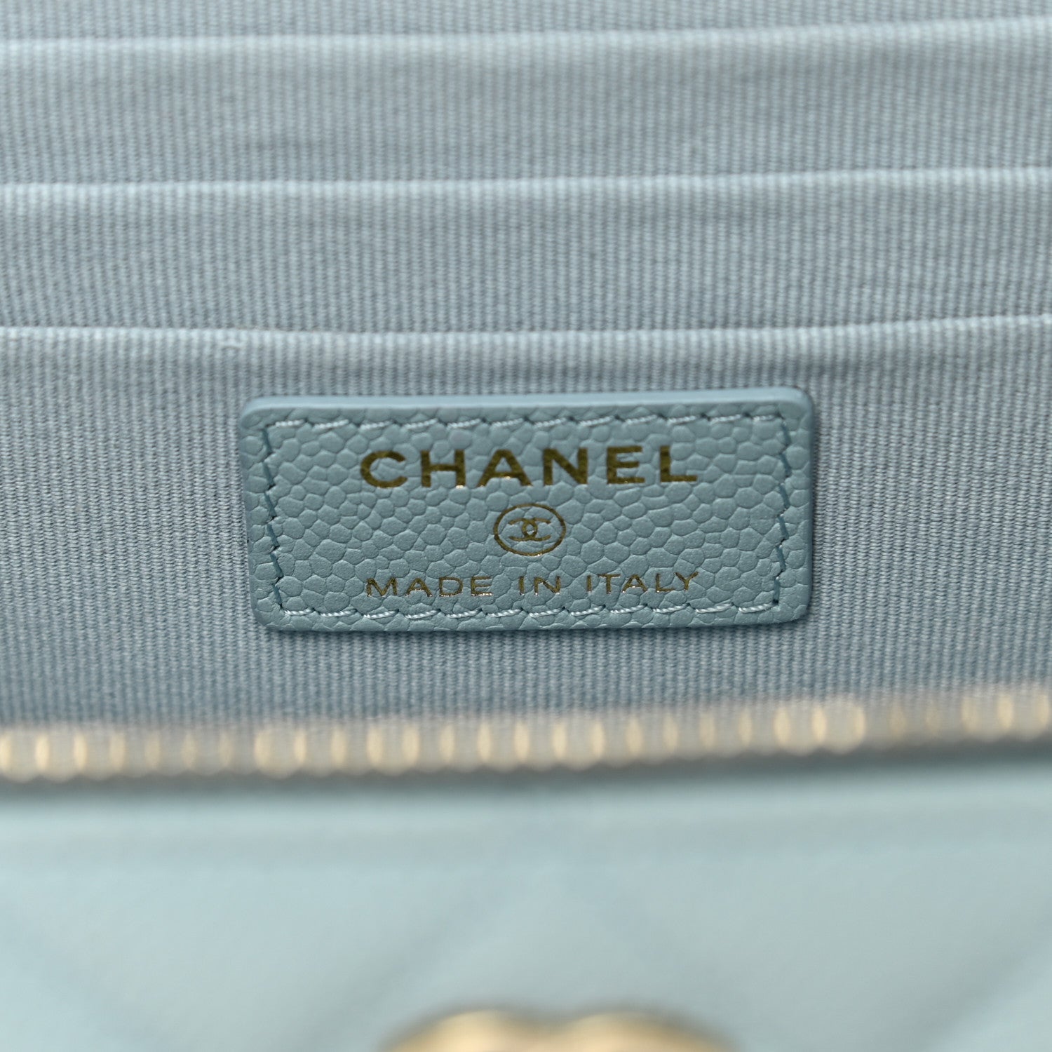 Chanel Caviar Quilted Small Tiny CC Vanity Case With Chain Light Blue 6 of 12