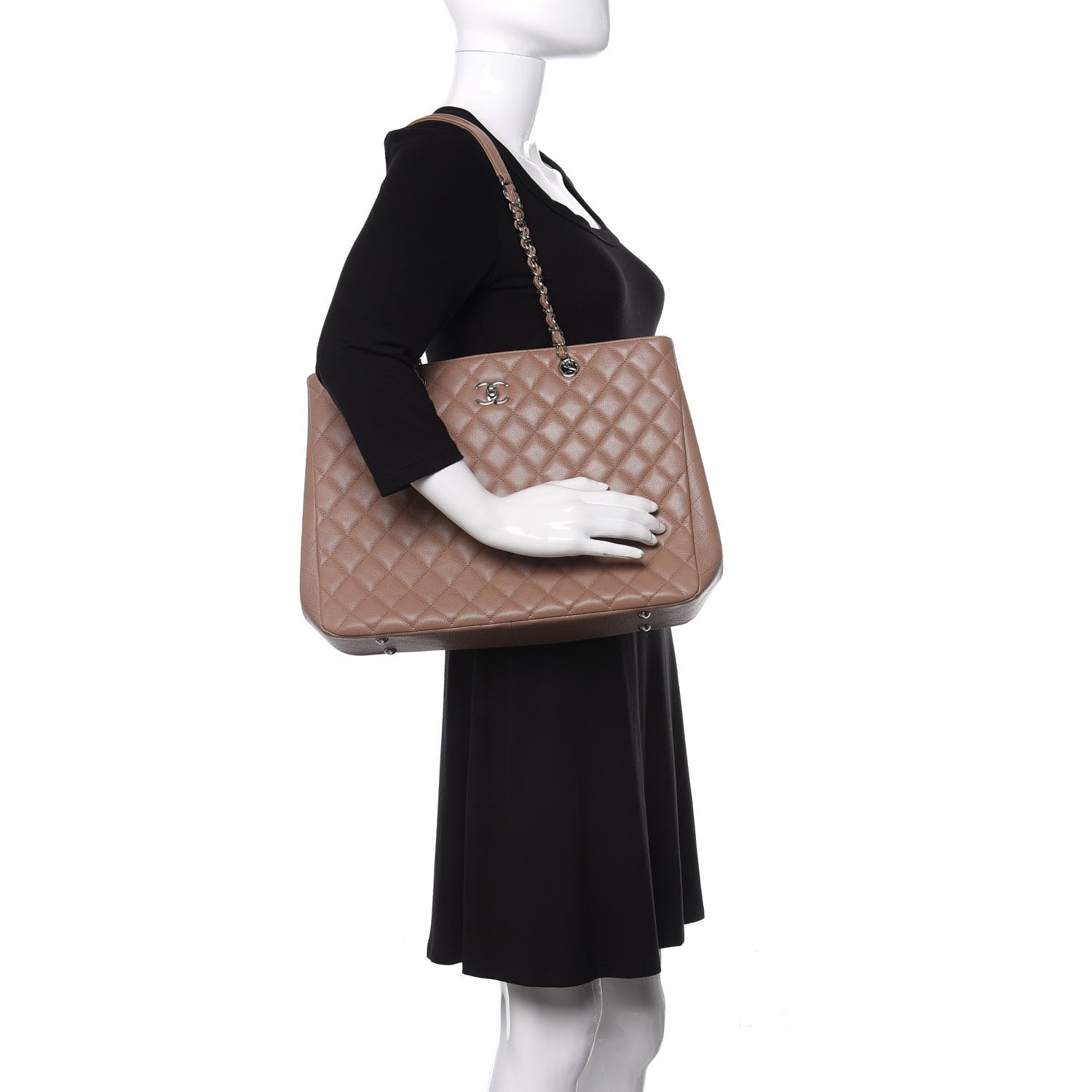 Chanel Caviar Quilted Large Shopping Tote Dark Beige 2 of 10