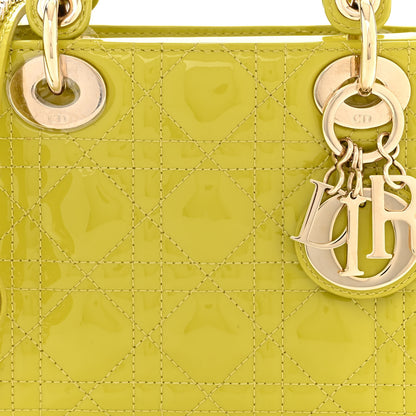 Christian Dior Patent Cannage Mini Lady Dior Lime Yellow 7 of 12