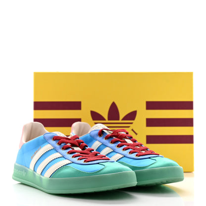 Gucci X ADIDAS Silk Duchesse Demetra Rubber Womens Gazelle Sneakers 11.5 Jade Capri Avio Off White 12 of 12