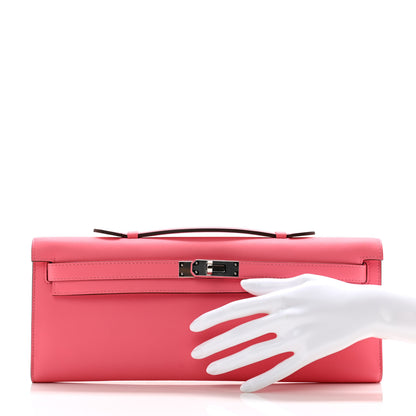 Hermes Swift Kelly Cut Clutch Pochette Rose Azalee 2 of 8