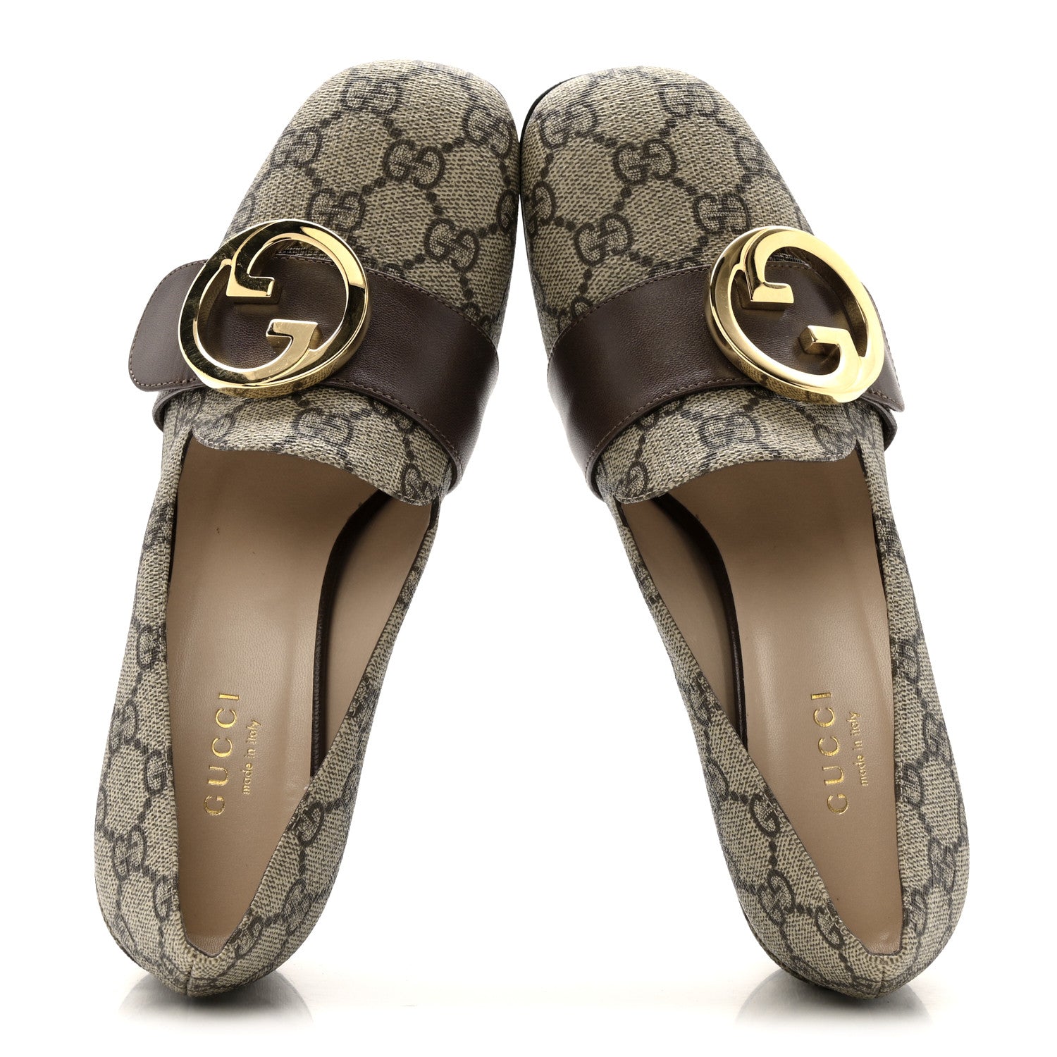 Gucci GG Supreme Monogram Malaga Kid Blondie Pumps 35.5 Beige Ebony New Acero 2 of 13
