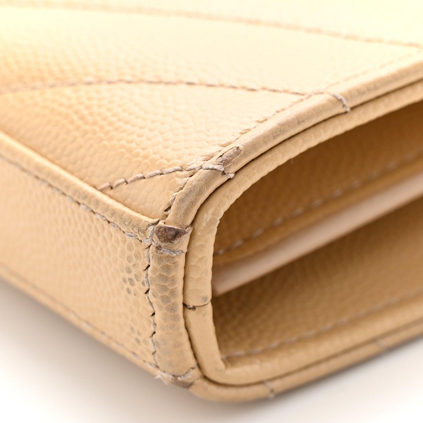 Grain De Poudre Matelasse Chevron Monogram Chain Wallet Dark Beige