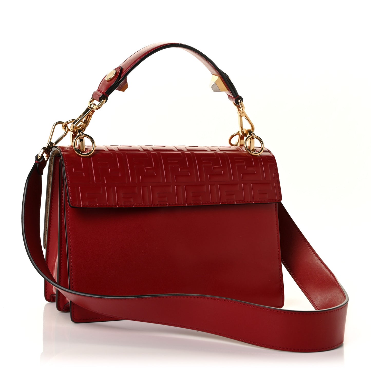 Vitello Liberty FF 1974 Embossed Kan I Shoulder Bag Fragola