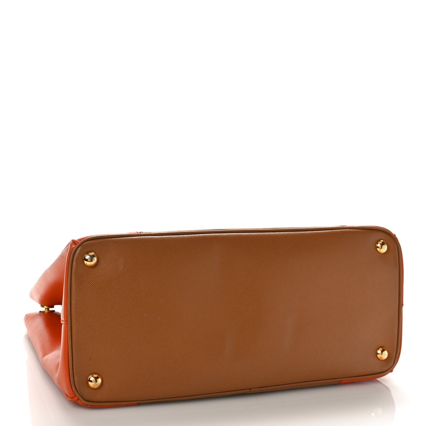 Saffiano Lux Colorblock Medium Galleria Double Zip Tote Caramel Papaya