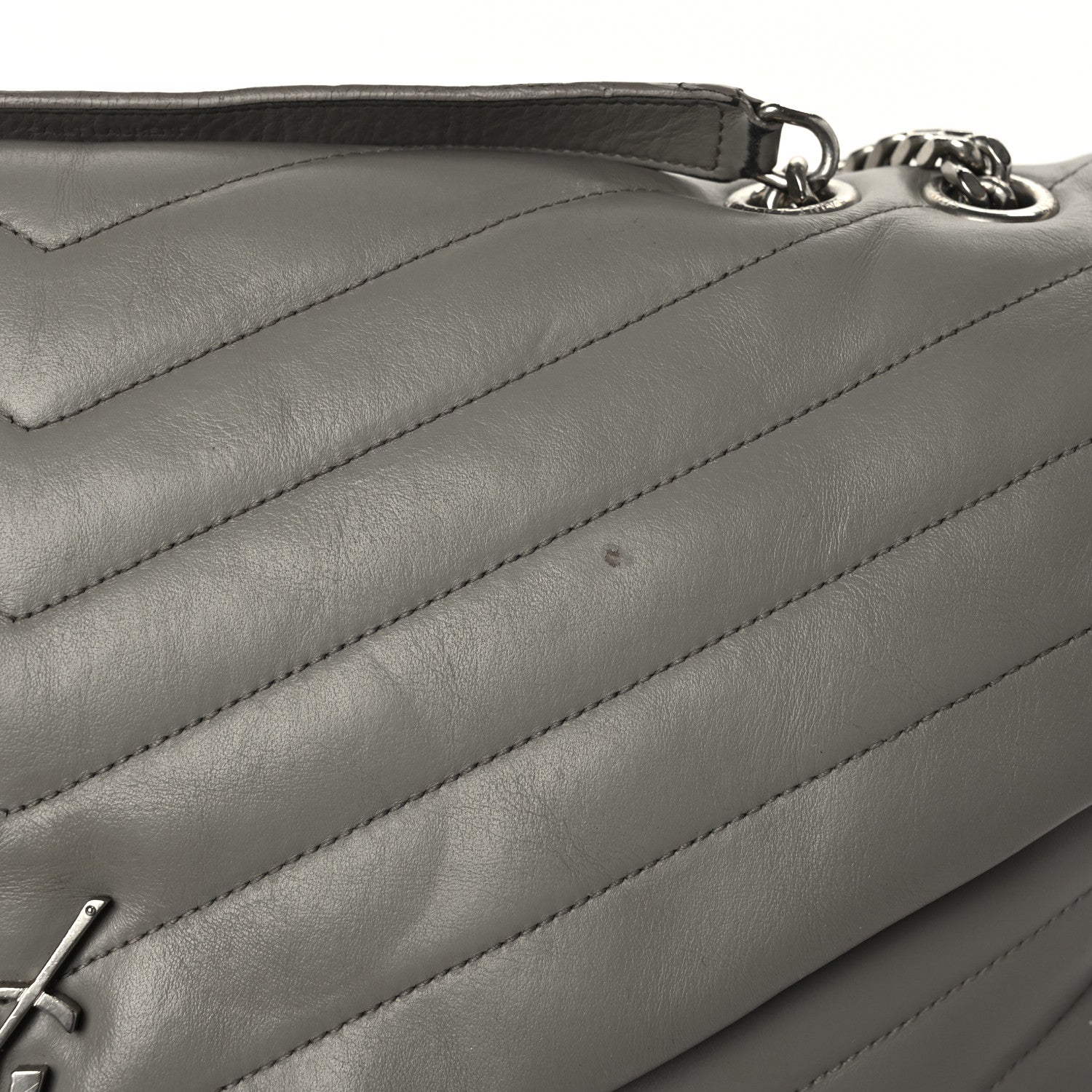 Saint Laurent Calfskin Y Quilted Monogram Large Loulou Chain Satchel Earth 10 of 12