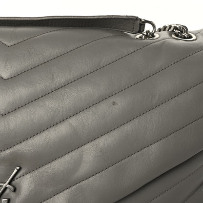 Saint Laurent Calfskin Y Quilted Monogram Large Loulou Chain Satchel Earth 10 of 12