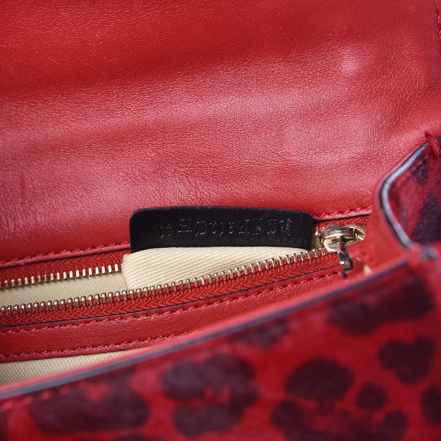 Calf Hair Leopard Print Small Glam Lock Rockstud Flap Red