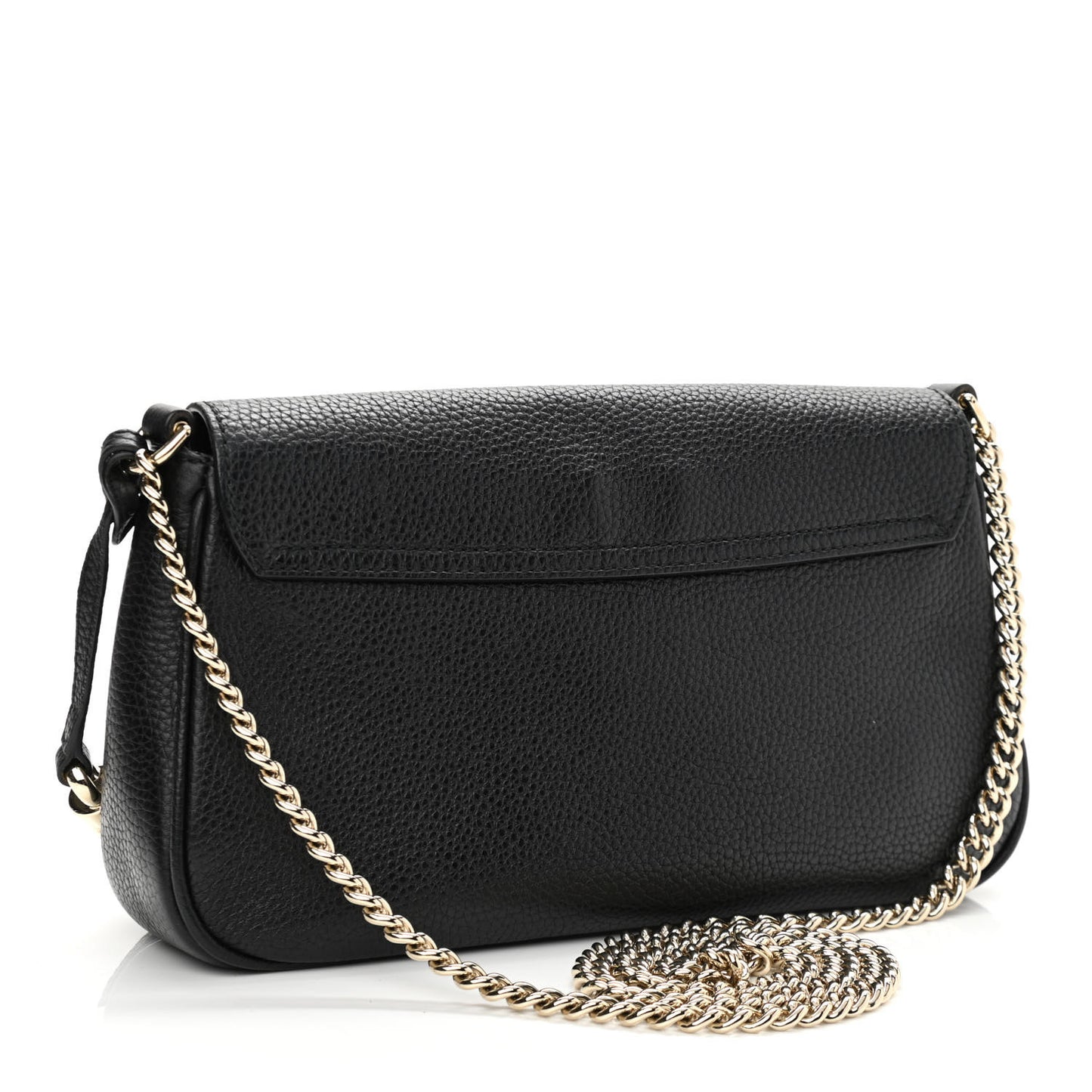 Pebbled Calfskin Medium Soho Flap Crossbody Black
