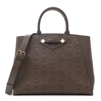 MCM Calfskin Ottomar Monogram Medium Essential Tote Chestnut 1 of 10