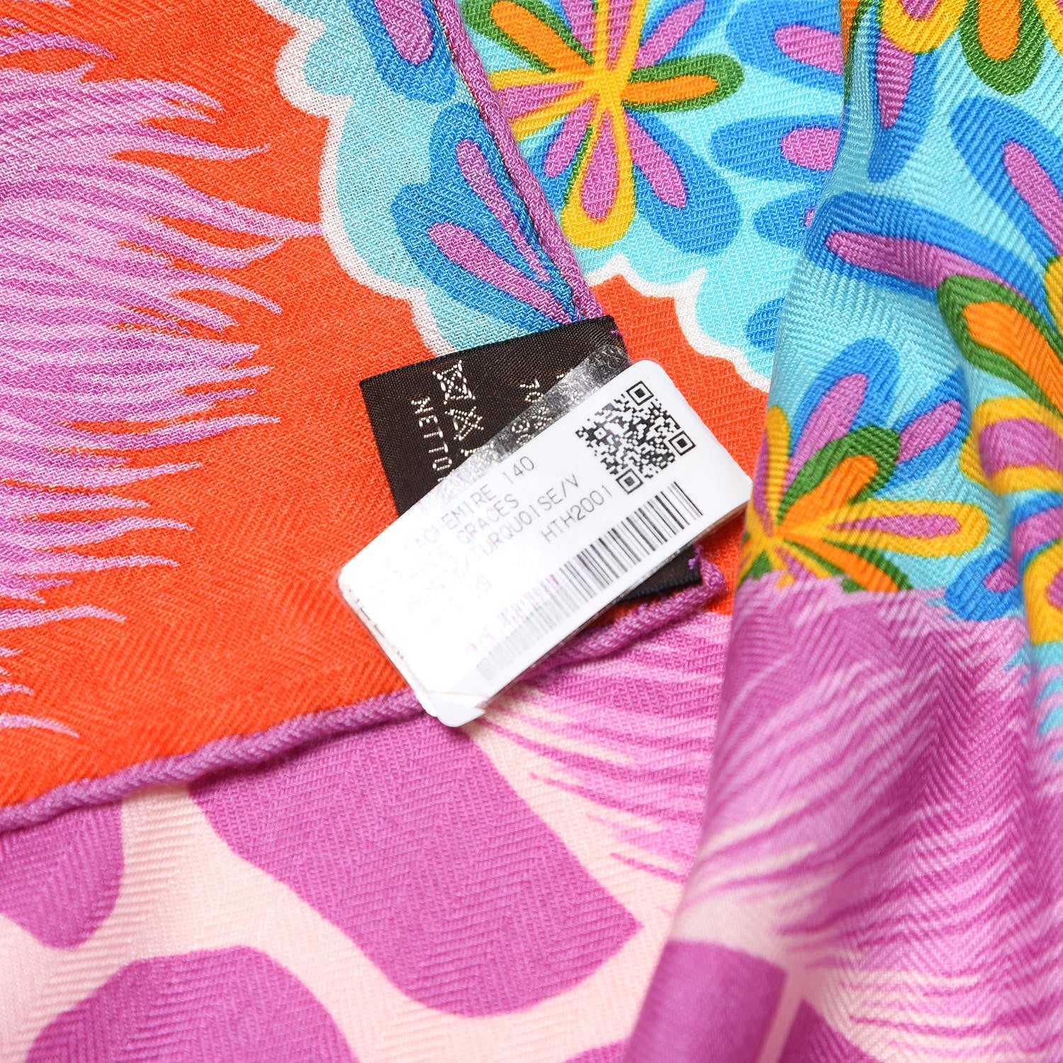 Hermes Cashmere Silk Three Graces Shawl 140 Orange Turquoise Vert 6 of 6
