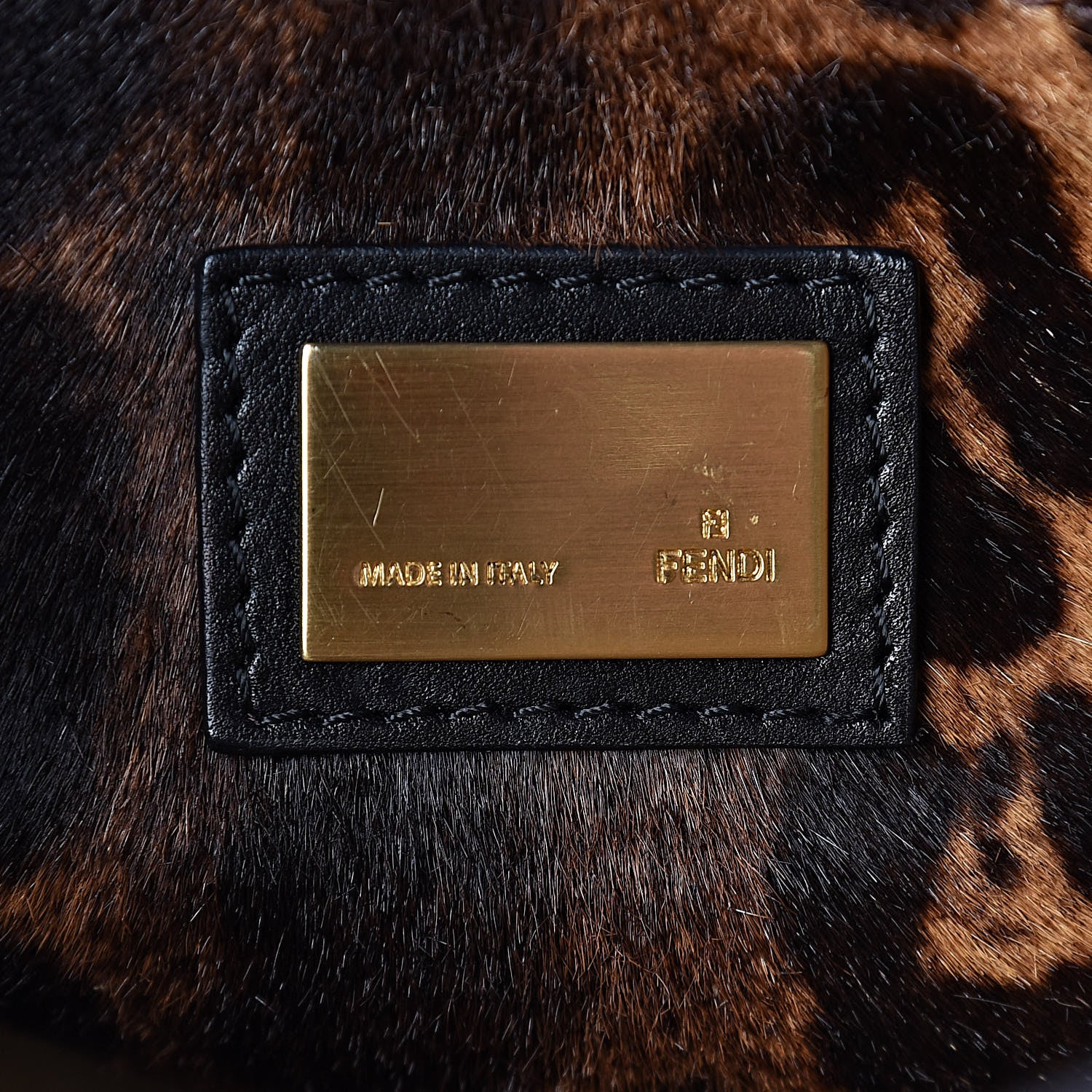 Fendi Calfskin Calf Hair Leopard Print Large Peekaboo Iconic Satchel Black 8 of 13