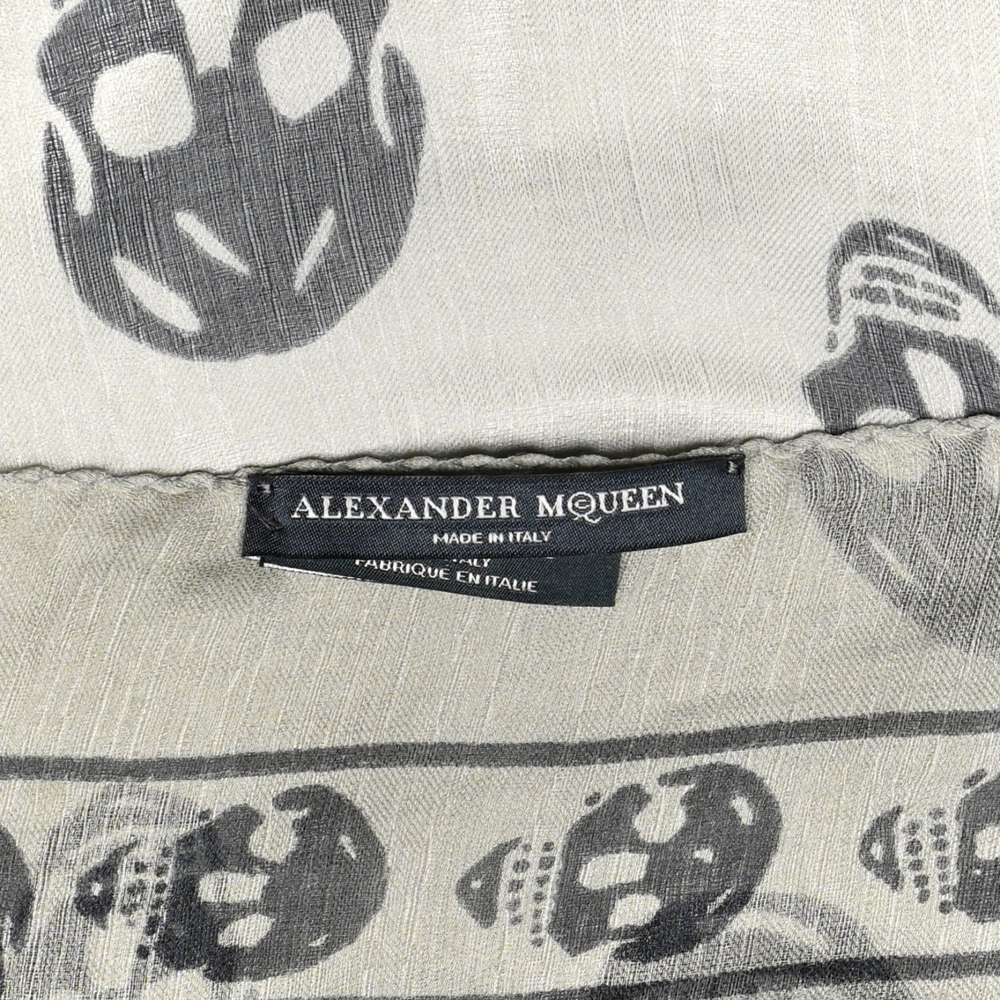 Silk Chiffon Skull Scarf Ivory Black
