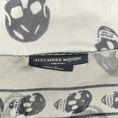 Alexander McQueen Silk Chiffon Skull Scarf Ivory Black 4 of 4